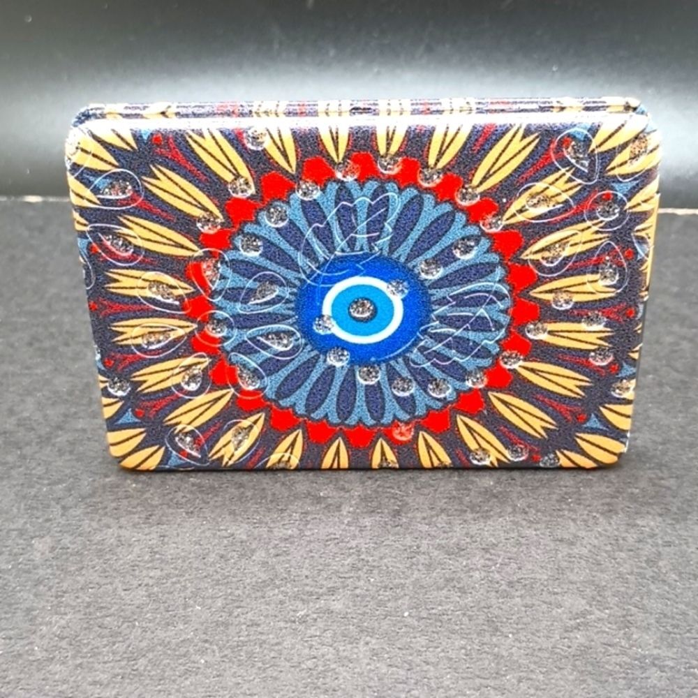Compact EVIL Eye mandala carry mirror